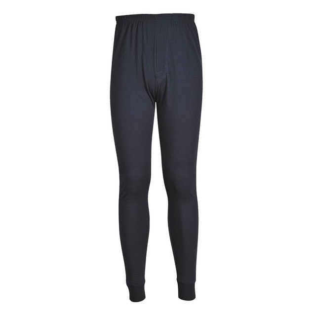 Black leggings with an elasticated waist and fitted legs, featuring a logo. Ideal for promoting antistatic properties.