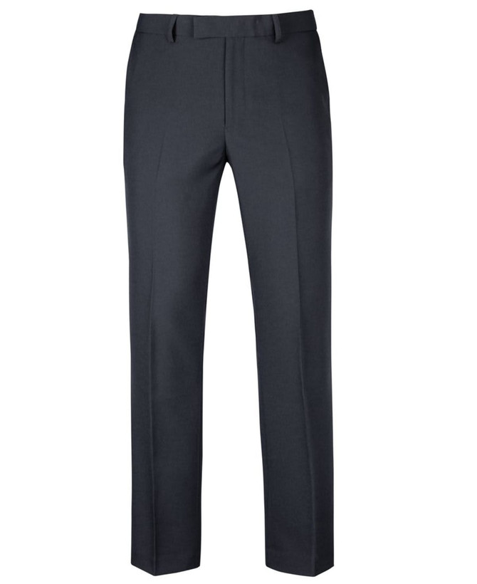 Men's corporate trousers in dark grey, featuring a straight-leg design. The trousers include a logo on the waistband.