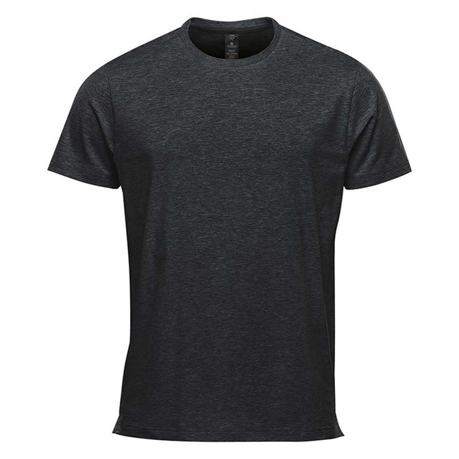 A dark green short sleeve performance tee with a logo on the upper left side.