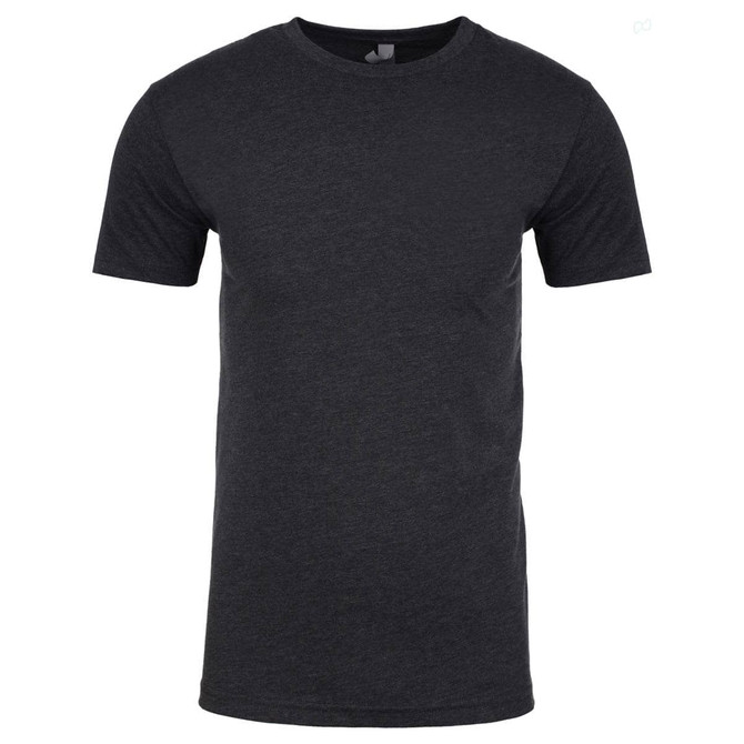 A black CVC crew t-shirt with short sleeves and a round neckline, featuring a logo.