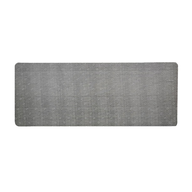 A desk mat in a rectangular shape with a textured gray surface, designed for office use.