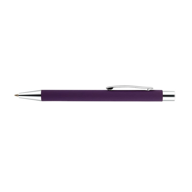 A purple aluminium pen with a silver clip, featuring a sleek and modern design.