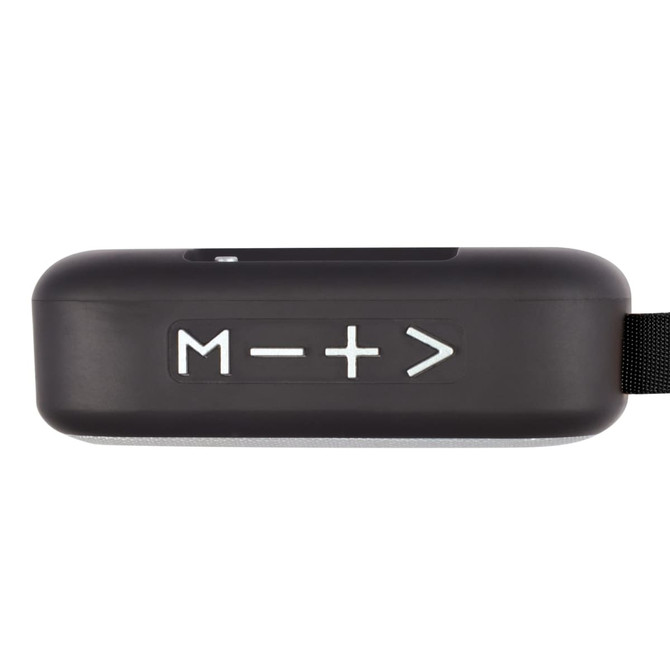 A portable Jive Speaker with control buttons for adjusting volume and playback.
