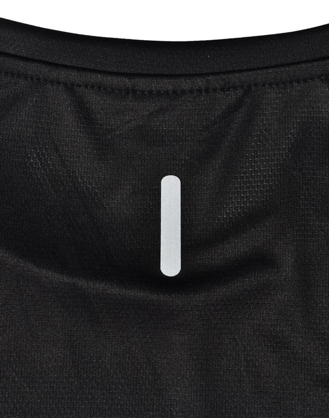 A black men's ultra lightweight performance short-sleeve tee featuring a small logo on the back.