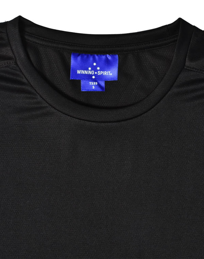 A black men's ultra-lightweight short sleeve performance t-shirt featuring a branded tag.