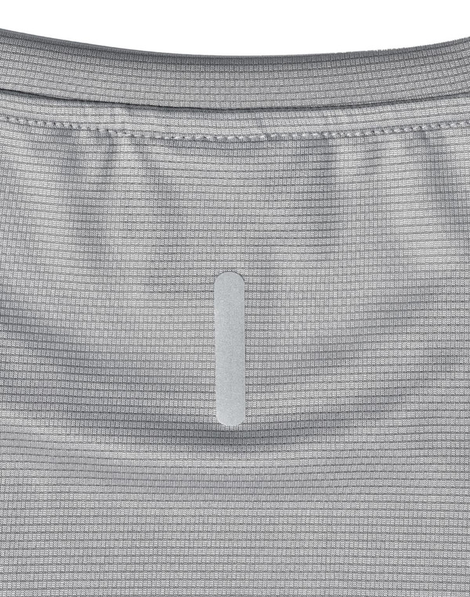 A light grey men's short-sleeve performance T-shirt with a subtle logo on the back.