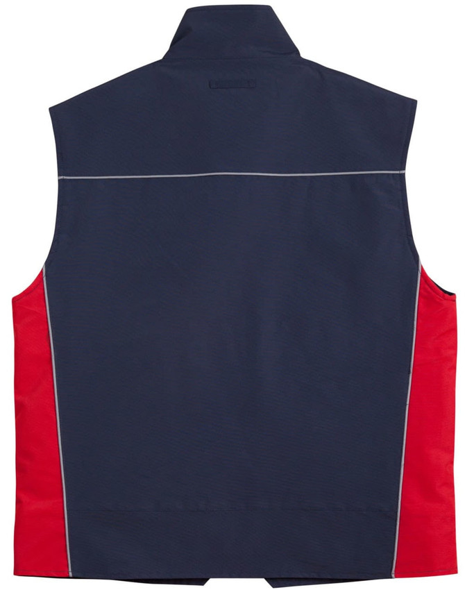 A men's 3-in-1 jacket featuring navy and red colours with a logo and a zippered front.