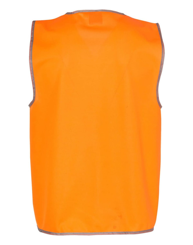 An orange Hi-Vis safety vest with reflective trimming, featuring no front design or logos.