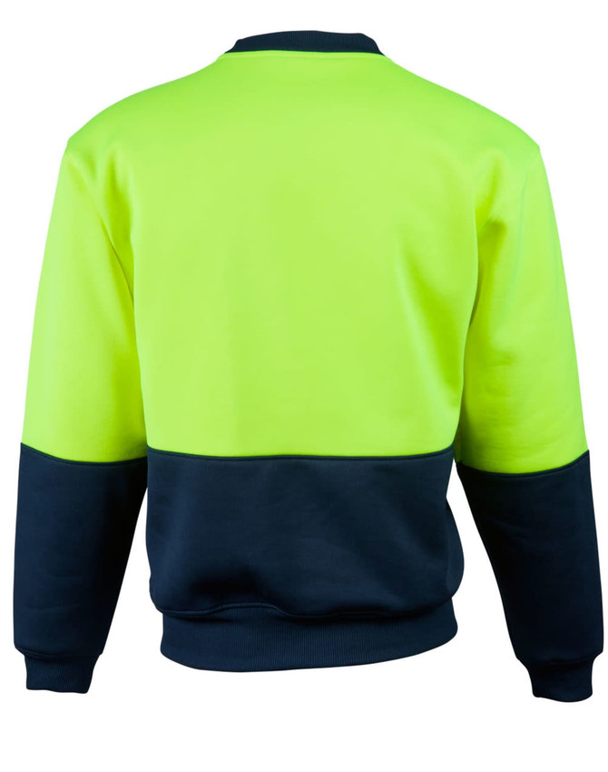 A two-tone safety windcheater in high visibility yellow and navy, featuring a branded logo.