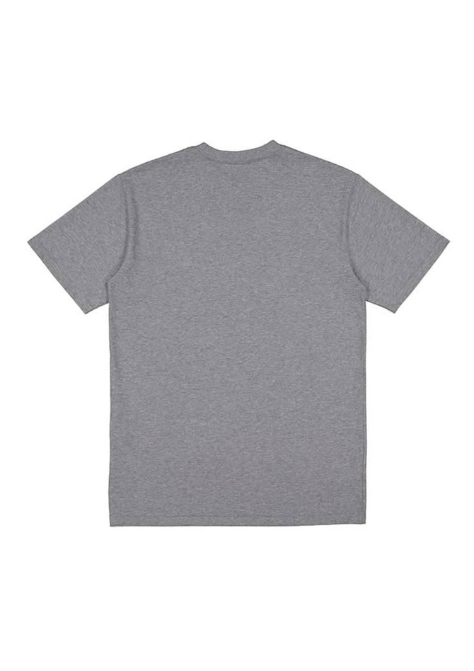 A grey men's short sleeve t-shirt with a plain back. It features a logo on the side.