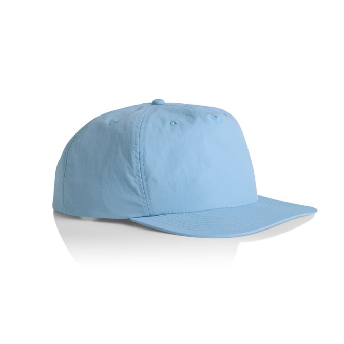A light blue cap with a flat brim and a logo on the front. The fabric appears lightweight and is suitable for outdoor wear.