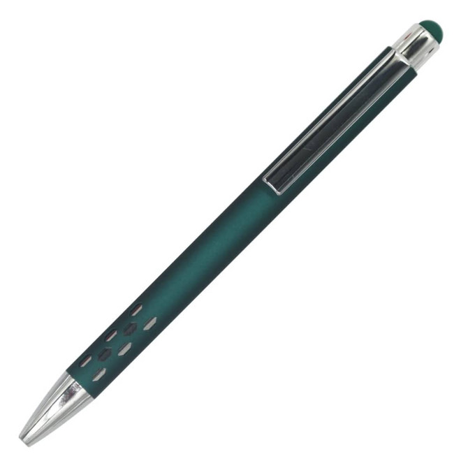A green Gatling aluminium pen with a shiny silver tip and a sleek design, featuring a logo on the clip.