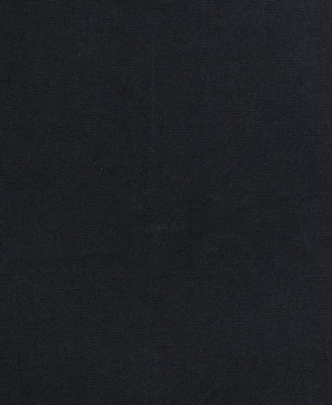 A black canvas fabric featuring brass eyelets, designed for a workwear apron with a PU strap and a logo.