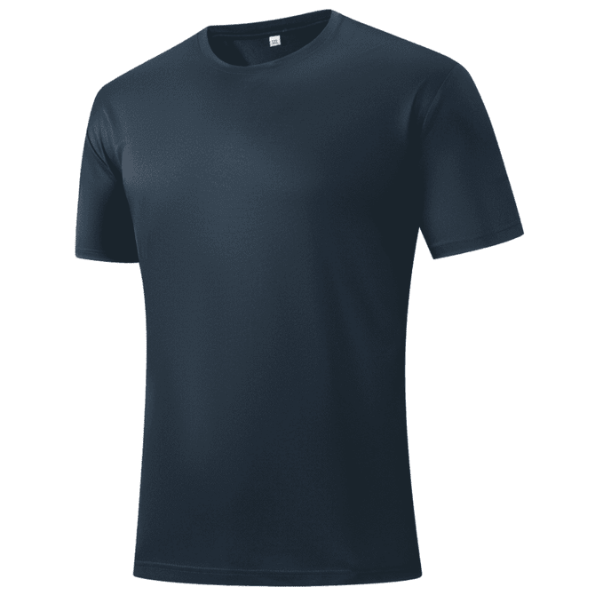 A dark navy Saharah dryfit t-shirt with a simple design and a logo on it.