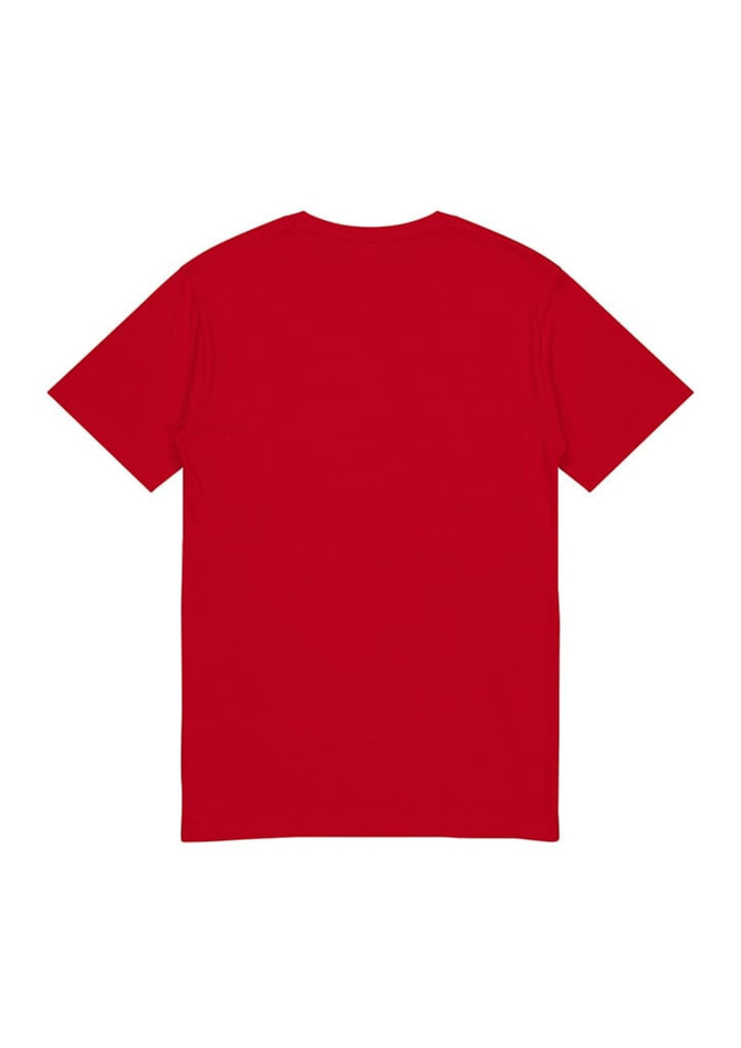 A red short sleeve tee with a plain back and no visible branding.