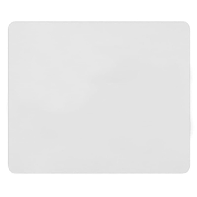 A white deluxe mouse mat measuring 205mm x 145mm, featuring a logo. Suitable for office and business use.