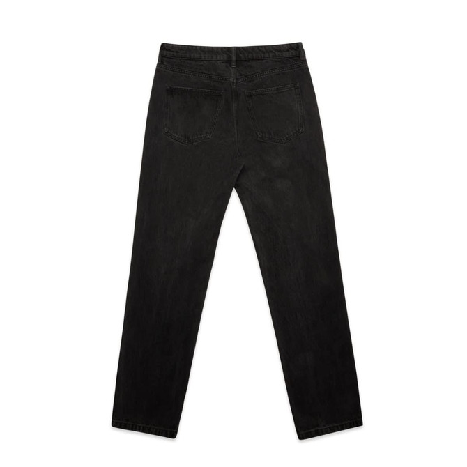 Straight jeans in black with a classic five-pocket design, featuring a waistband and back pockets.