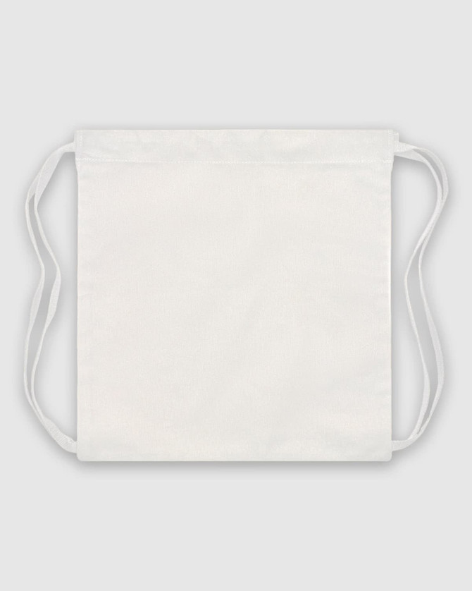 A white bag with two straps, featuring a smooth surface and simple design, suitable for carrying items.