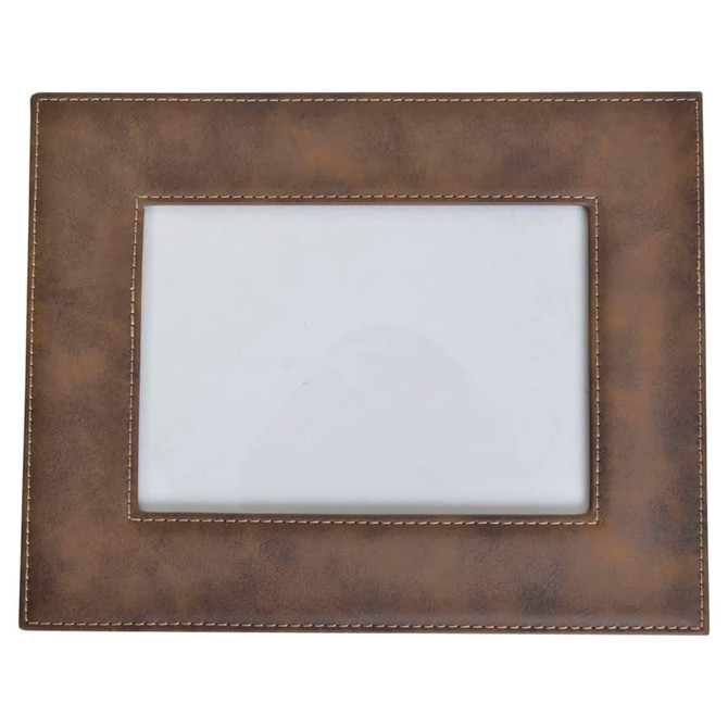 A brown AGRADE 5x7 photo frame with a textured finish and stitching detail surrounding the opening.