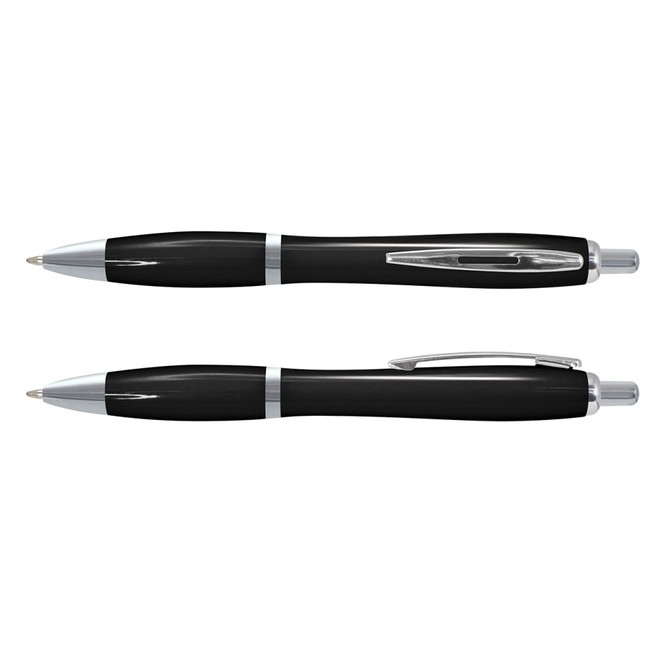 A set of Vistro Pen - Colour Match plastic pens in black, featuring a sleek design with silver accents.