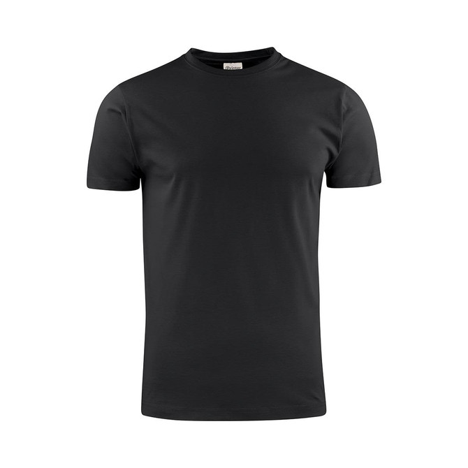 A black men's T-shirt featuring a classic crew neck design and short sleeves. Includes a logo on the label.
