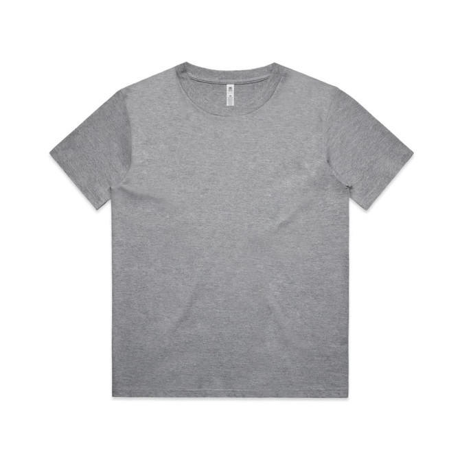 A grey Kids Block Tee featuring a round neck and short sleeves, with a logo on the tag.