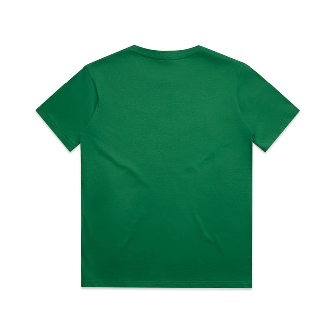 A green t-shirt with a standard cut and short sleeves, featuring a plain back and no visible designs.