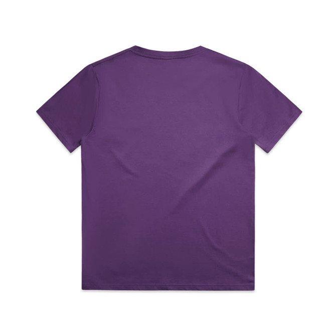 A purple kids' t-shirt featuring a simple design, with no visible logos or text on the back.
