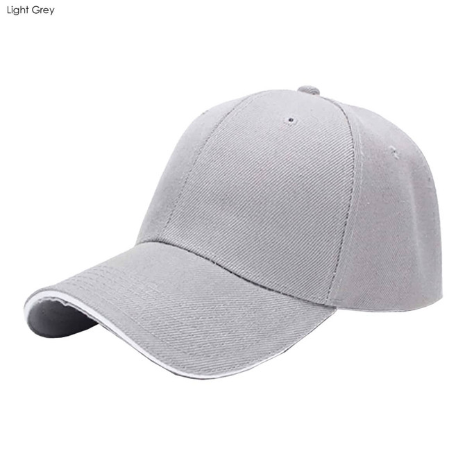 Light grey six-panel heavy acrylic sandwich cap with a curved brim and a logo.