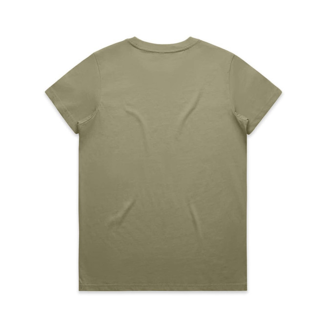 A green t-shirt featuring a plain back design and a small logo.