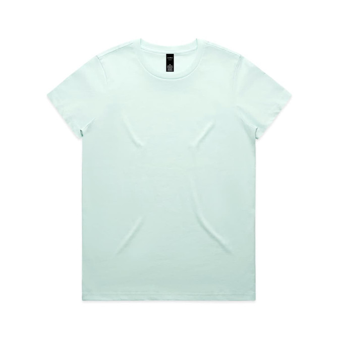 A light mint green t-shirt featuring a crew neck and a brand logo on the tag.