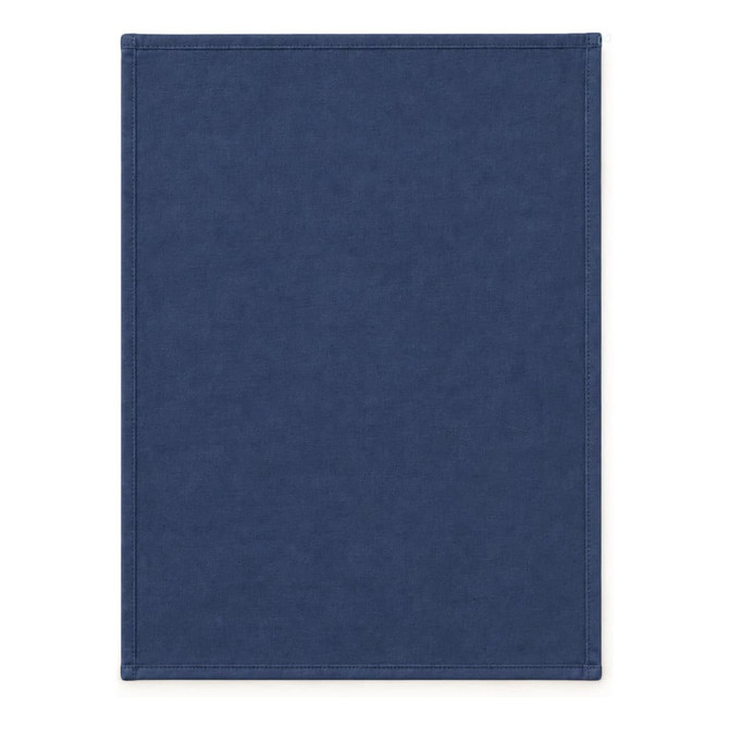A large cotton tea towel in navy blue, featuring a simple design with no visible patterns or text.