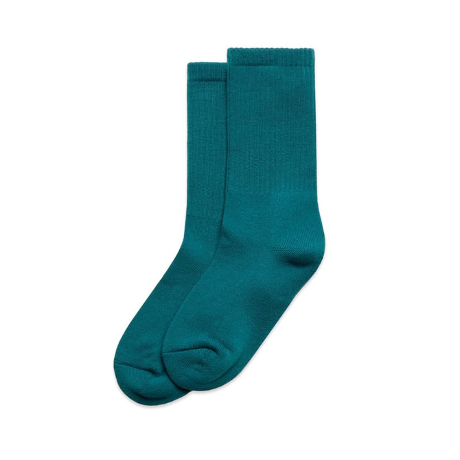 Teal-coloured Relax Socks in a set of two pairs. Suitable for casual footwear. Includes branding.