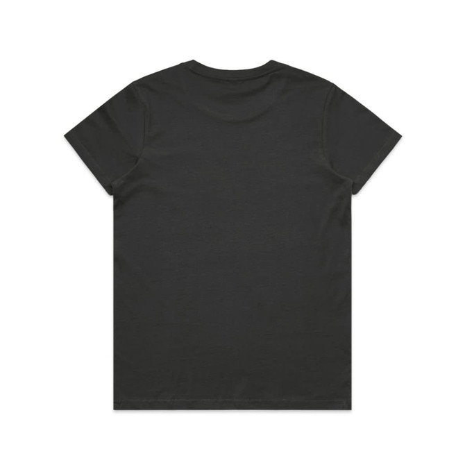 A black basic t-shirt with a simple design and a logo on the back.