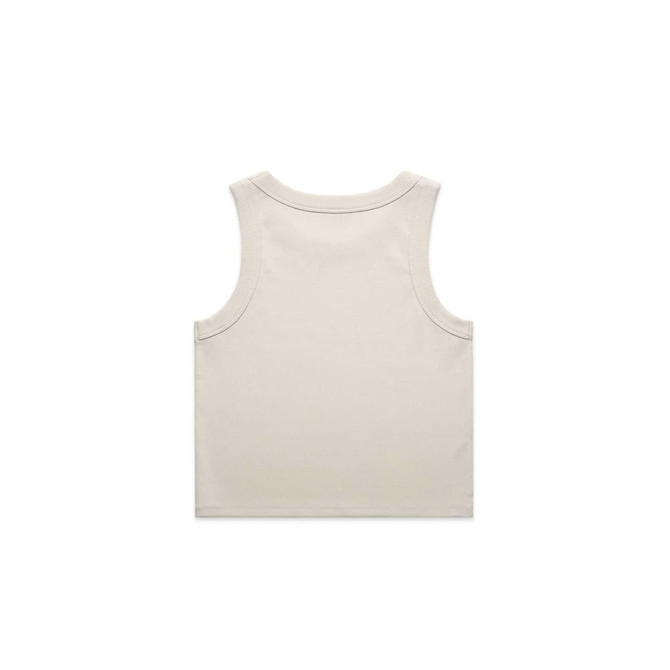 A beige organic rib crop tank with a simple design and no visible branding.