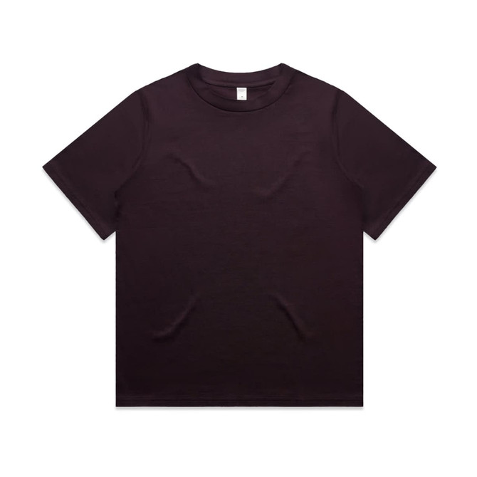 A black heavy cotton t-shirt with a round neckline and short sleeves, featuring a logo on the inside label.