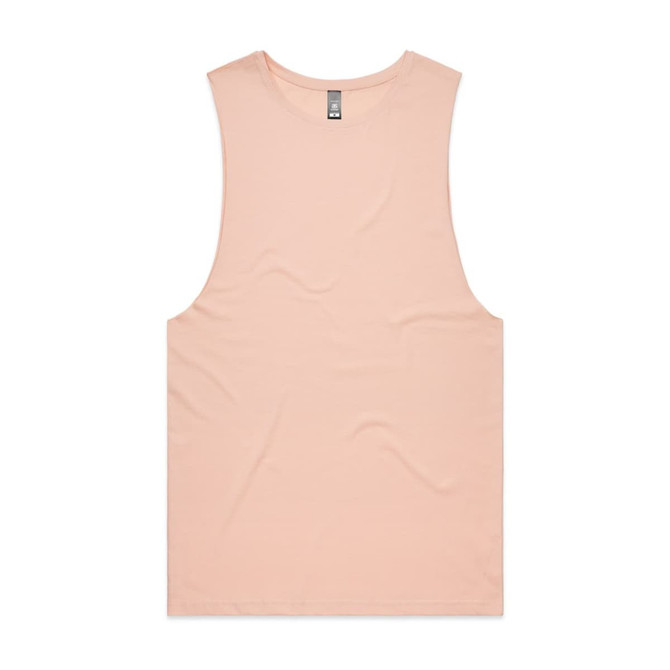 A peach-coloured singlet tank top with a relaxed fit and a brand logo.