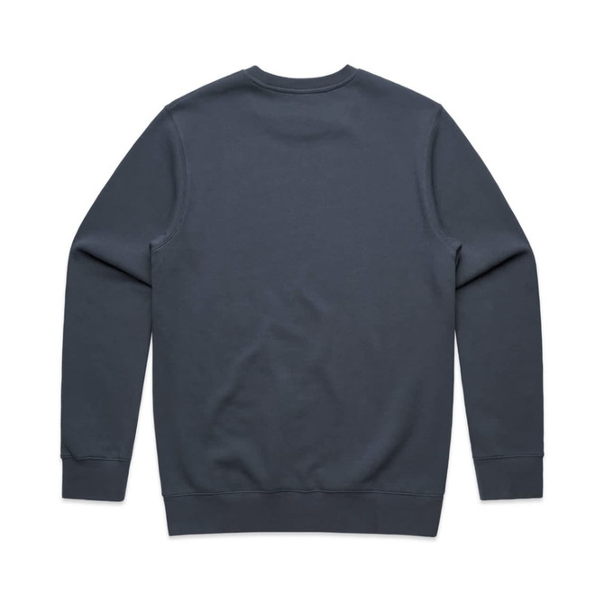 A grey sweater with long sleeves and a crew neck, featuring a smooth solid back and a simple design.