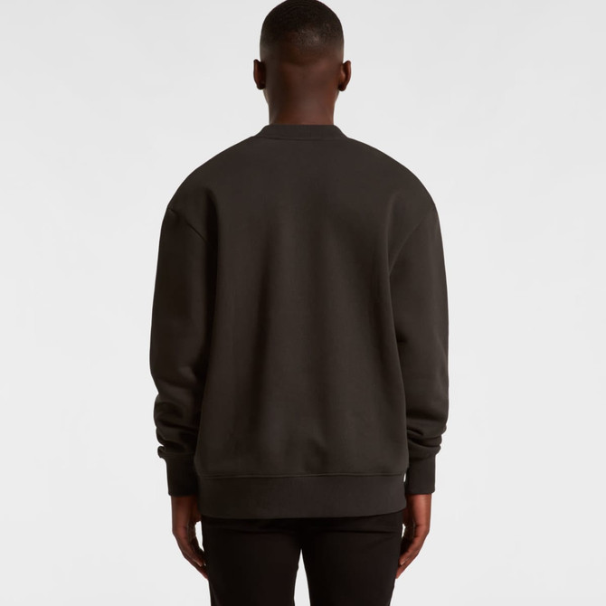 A dark green jumper with a relaxed fit, featuring a round neckline and long sleeves. It has a logo on the back.