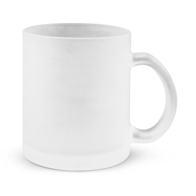 A Venetian Glass Coffee Mug featuring a clean, white exterior and a sturdy handle, designed for enjoying hot beverages.
