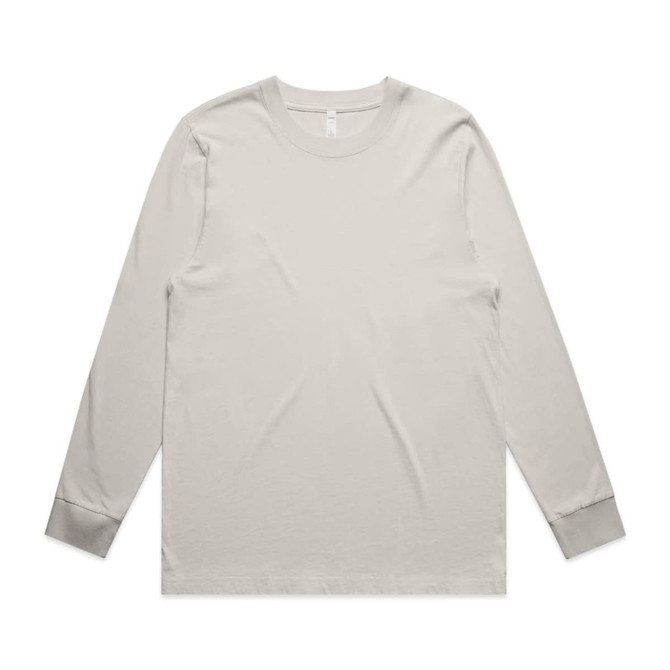 A long-sleeve t-shirt in a light beige colour, featuring a simple, unadorned design and cuffs.