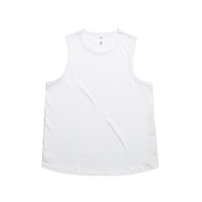 A white singlet tank top featuring a logo. The design is simple and suitable for various occasions.