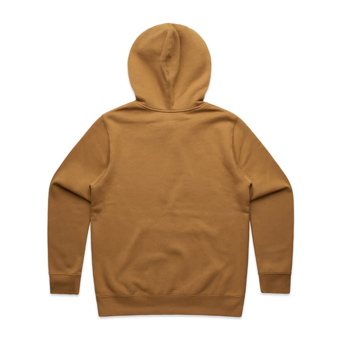 A hooded jumper in a rich tan colour with a simple design and no visible logos or branding.
