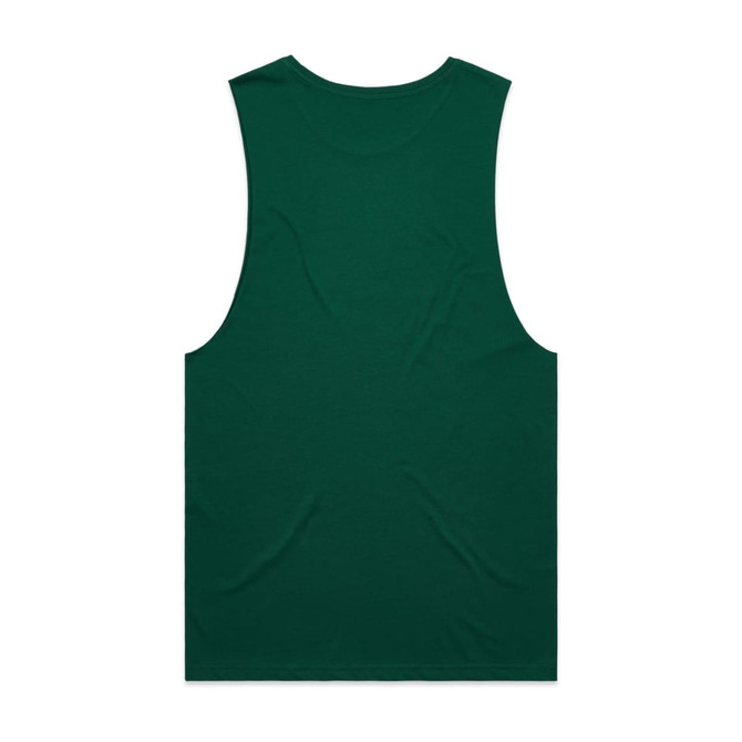A green singlet tank top with a simple design and a logo on the back.