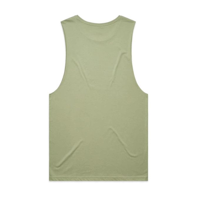 A light green singlet tank top with a simple design and a logo on the back.