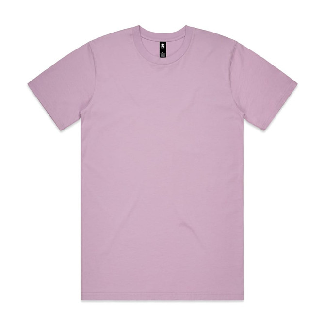 A lilac Classic Tee featuring a crew neck and short sleeves, with a logo on the label.