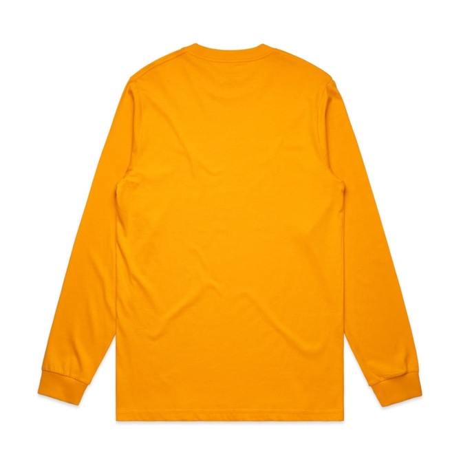 A long-sleeve T-shirt in bright yellow with a plain back and fitted sleeves. It features a logo on the front.