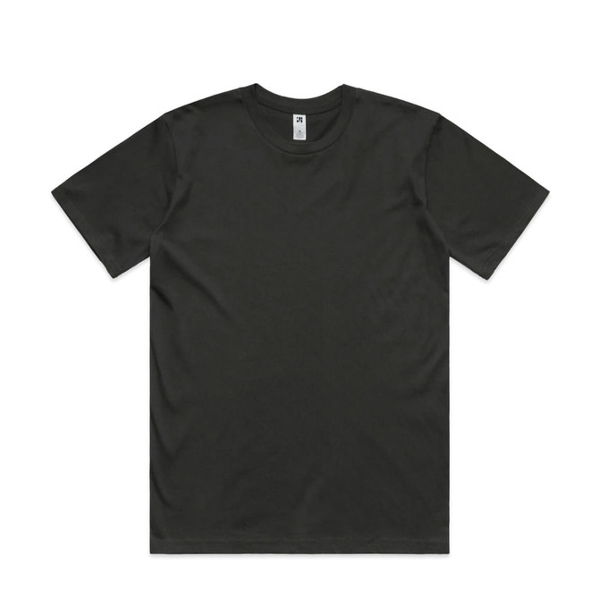 A black T-shirt with a classic design, featuring short sleeves and a label inside the collar.