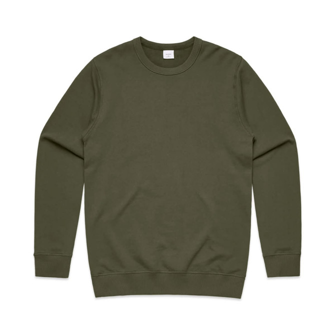 A green jumper with a crew neckline and long sleeves, featuring a simple design and a logo.
