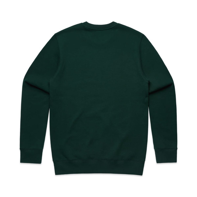 A dark green crew jumper with long sleeves and a ribbed neckline, featuring a simple design and no visible logo.